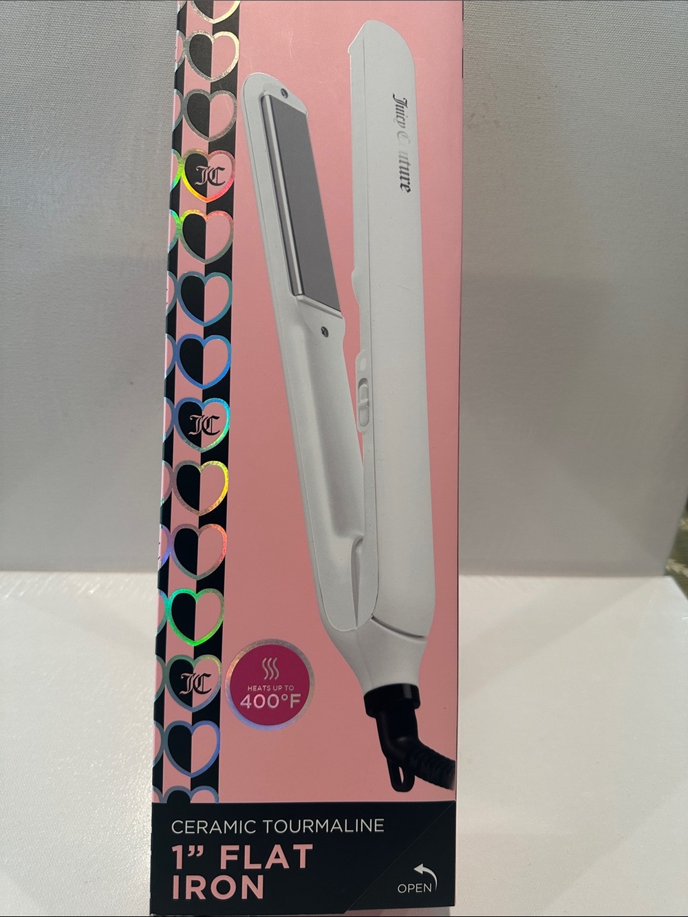 Juicy Couture 1” Ceramic Tourmaline Plate Flat Iron that heats up to 400 degrees